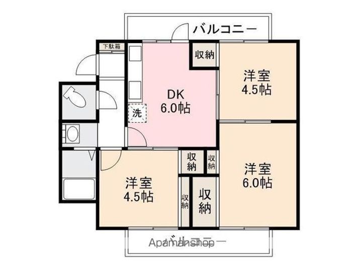 香川県高松市元山町の賃貸マンションの間取り