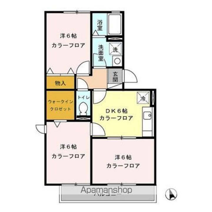 長野県長野市稲里町中央1丁目の賃貸アパートの間取り