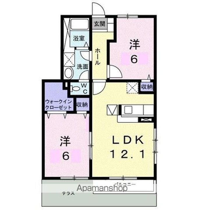 香川県高松市円座町の賃貸アパートの間取り