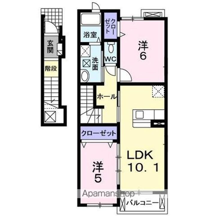 香川県高松市円座町の賃貸アパートの間取り