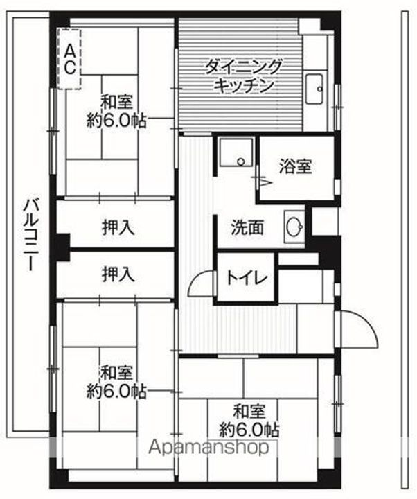 ビレッジハウス善部5号棟204の間取り