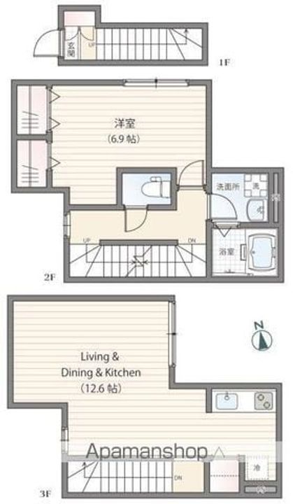 東京都三鷹市下連雀3丁目の賃貸アパートの間取り