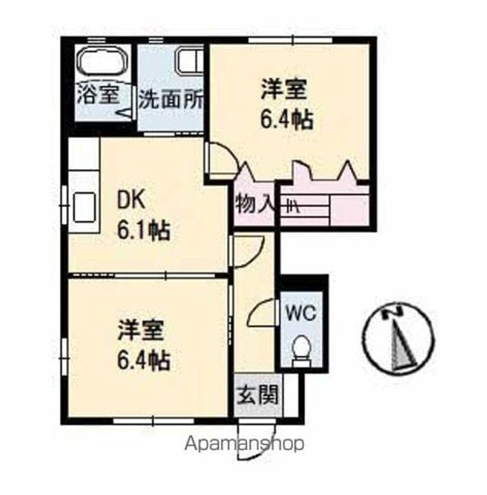 徳島県徳島市南沖洲1丁目の賃貸アパートの間取り
