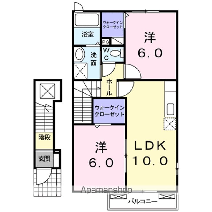 香川県三豊市豊中町本山乙の賃貸アパートの間取り