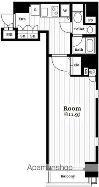 東京都新宿区払方町の賃貸マンションの間取り