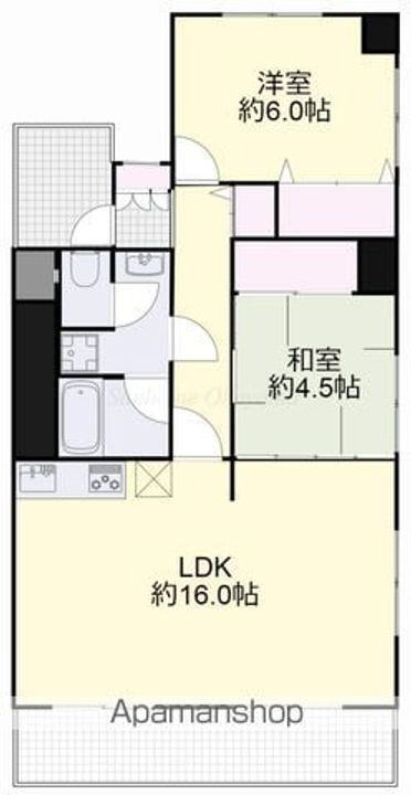 岡山県岡山市北区白石西新町の賃貸マンションの間取り