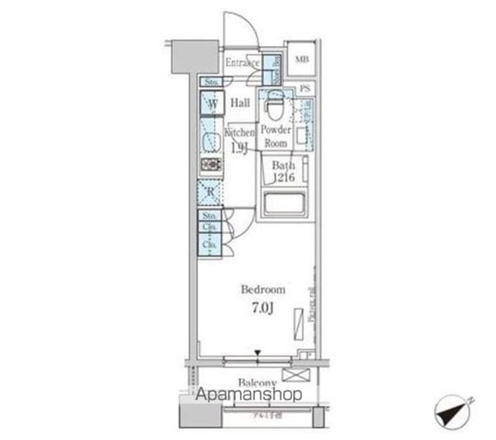 神奈川県横浜市中区山下町の賃貸マンションの間取り