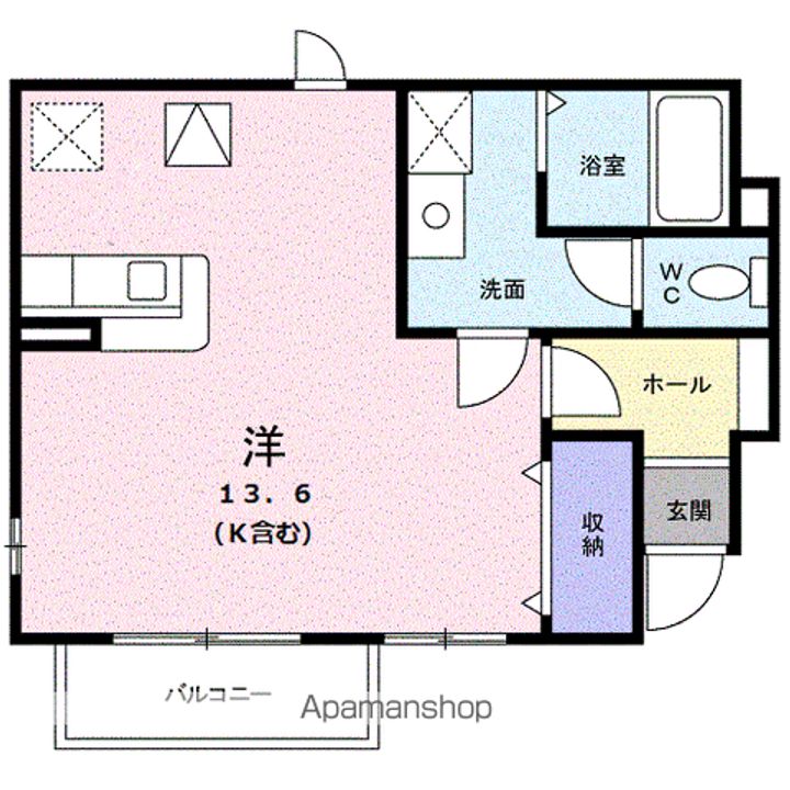 愛媛県新居浜市庄内町4丁目の賃貸アパート101の間取り
