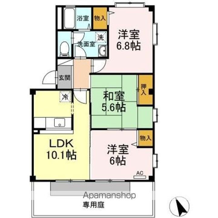 フォブール当新田 A棟101の間取り