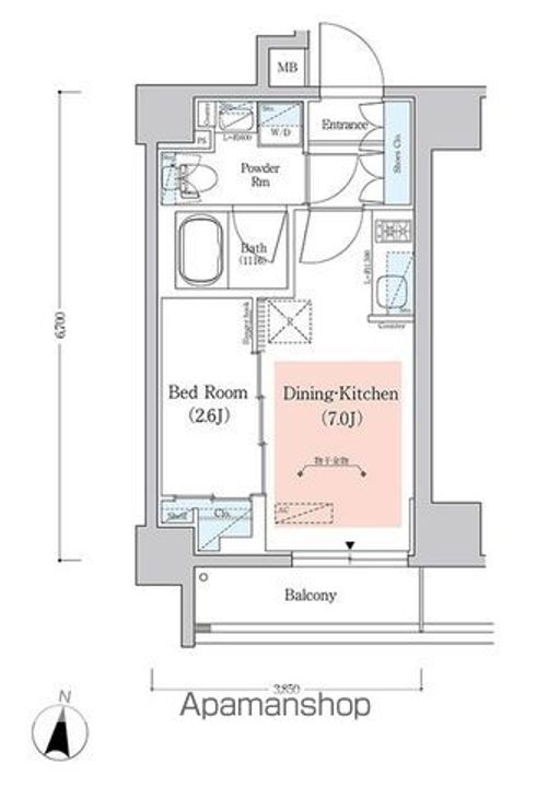 東京都新宿区北新宿1丁目の賃貸マンションの間取り