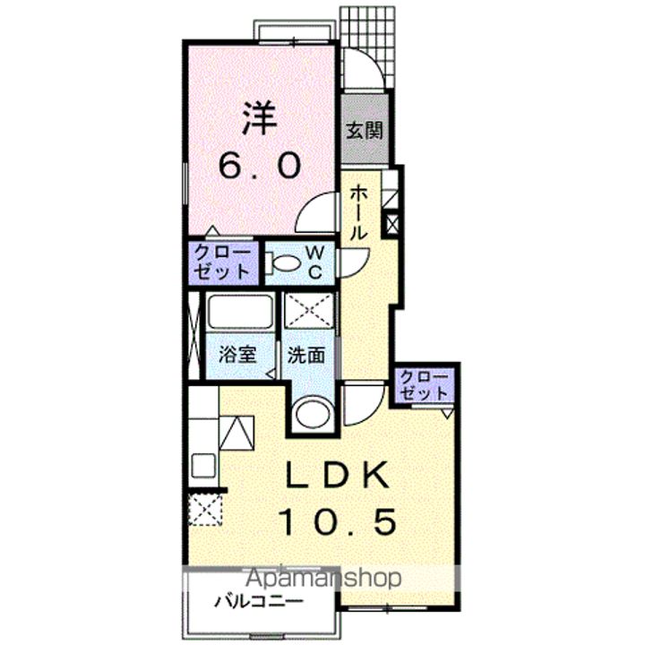 東京都武蔵村山市岸1丁目の賃貸アパートの間取り