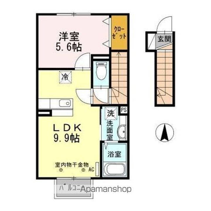 岩手県盛岡市境田町の賃貸アパートの間取り