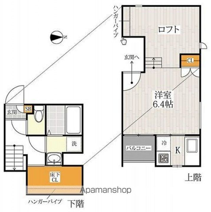 埼玉県さいたま市見沼区大和田町2丁目の賃貸アパートの間取り