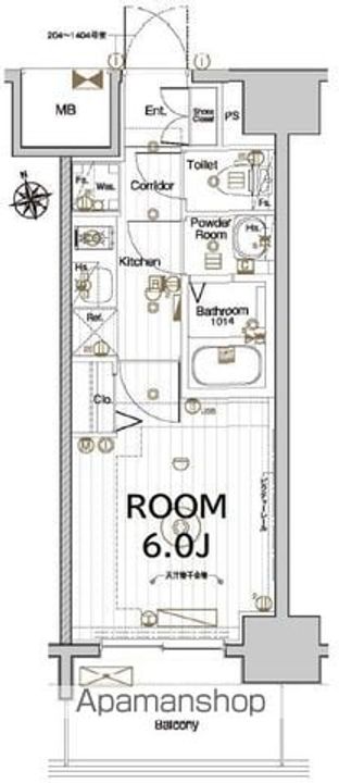 愛知県名古屋市千種区仲田2丁目の賃貸マンション1104の間取り