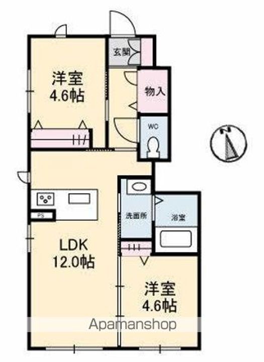 香川県高松市香川町川東上の賃貸アパートの間取り