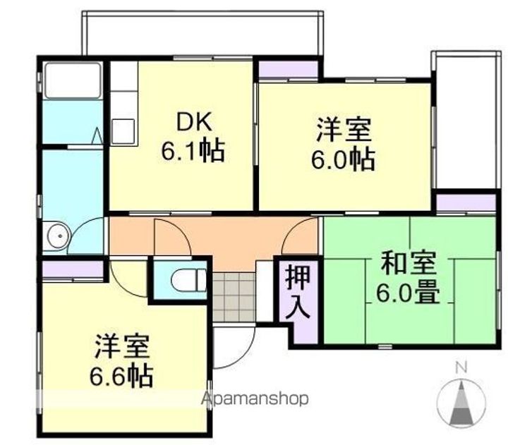岡山県倉敷市玉島長尾の賃貸マンションの間取り