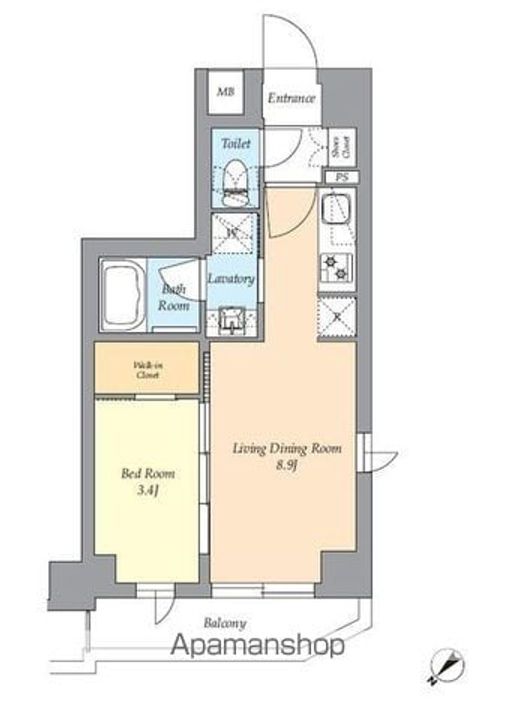 東京都渋谷区西原2丁目の賃貸マンションの間取り