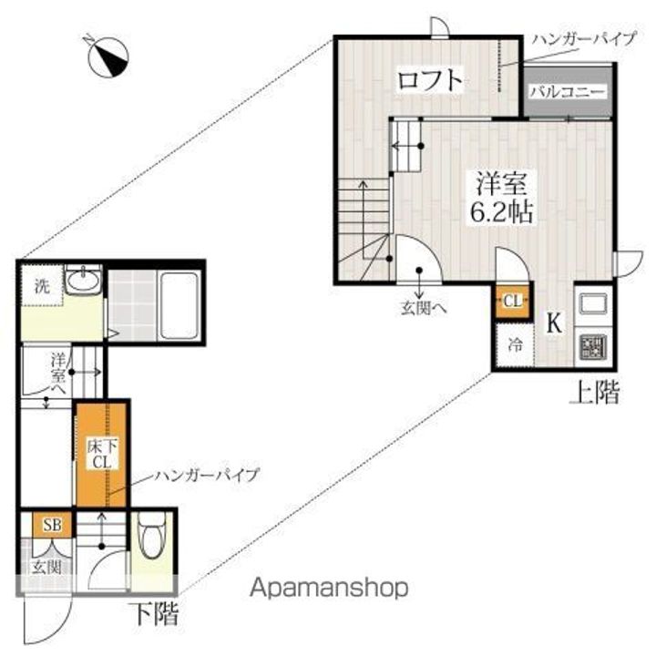 CB和白ソリエボ101号室の間取り