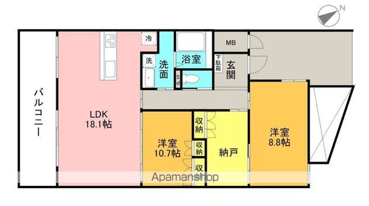 ラクレイス西新レジデンシャルタワー413の間取り