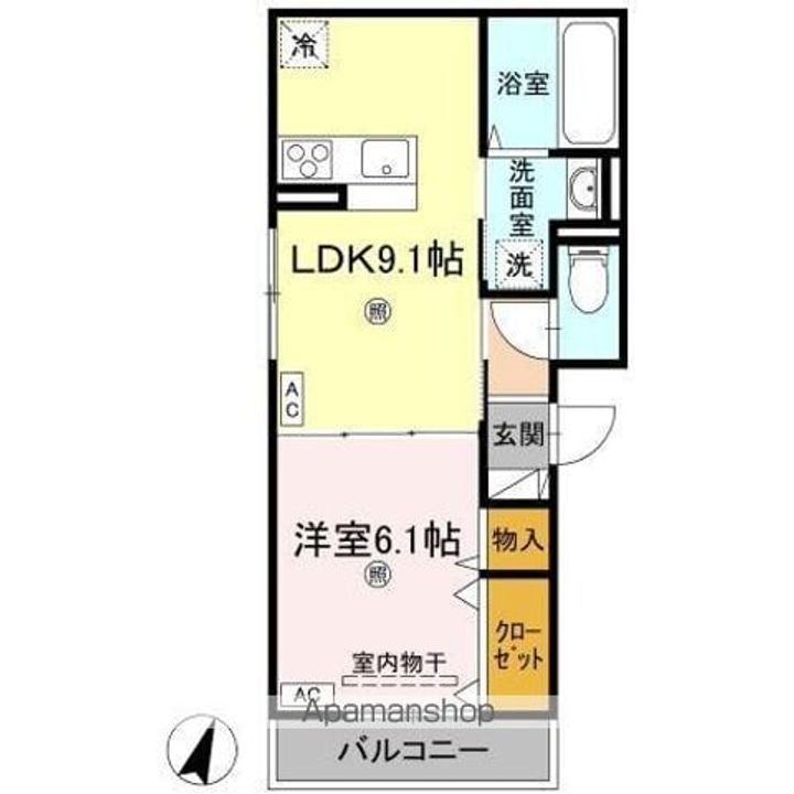 香川県高松市浜ノ町の賃貸アパートの間取り