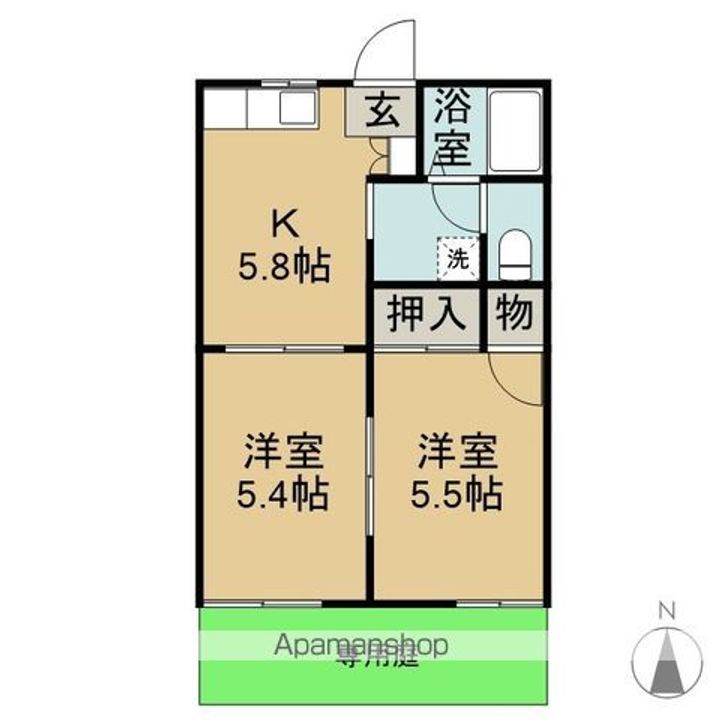 岐阜県多治見市小名田町3丁目の賃貸アパートの間取り