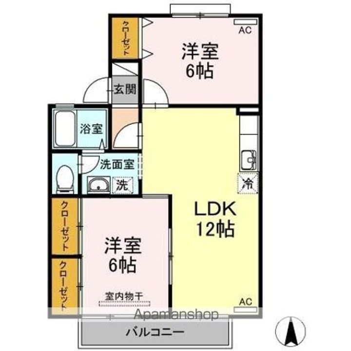 香川県高松市円座町の賃貸アパートの間取り