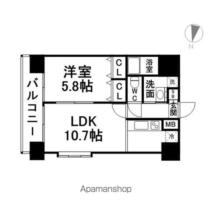 福岡県福岡市博多区吉塚6丁目の賃貸マンションの間取り