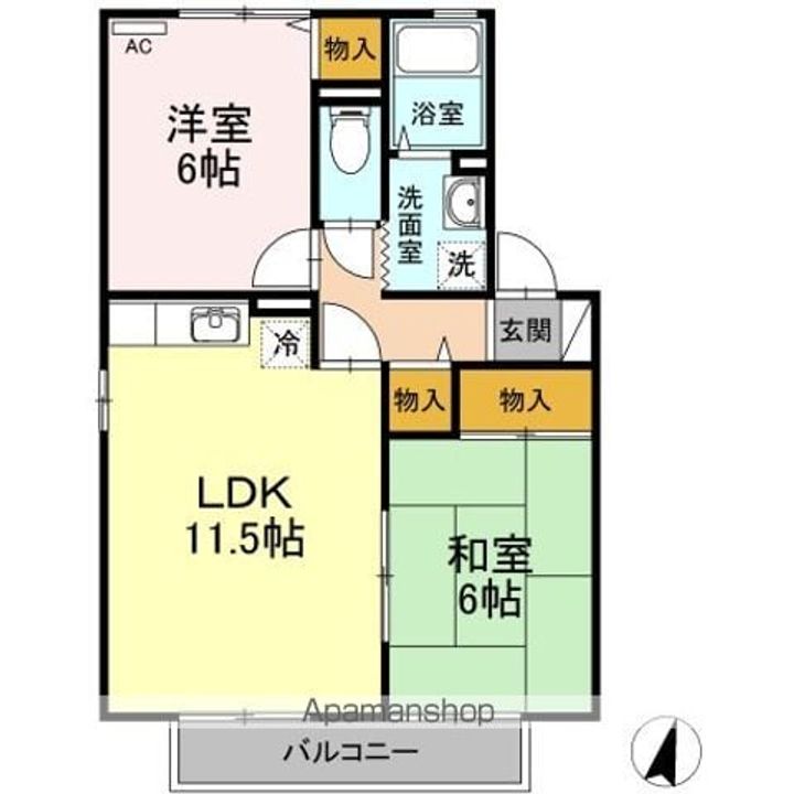 岡山県岡山市北区今保の賃貸アパートの間取り