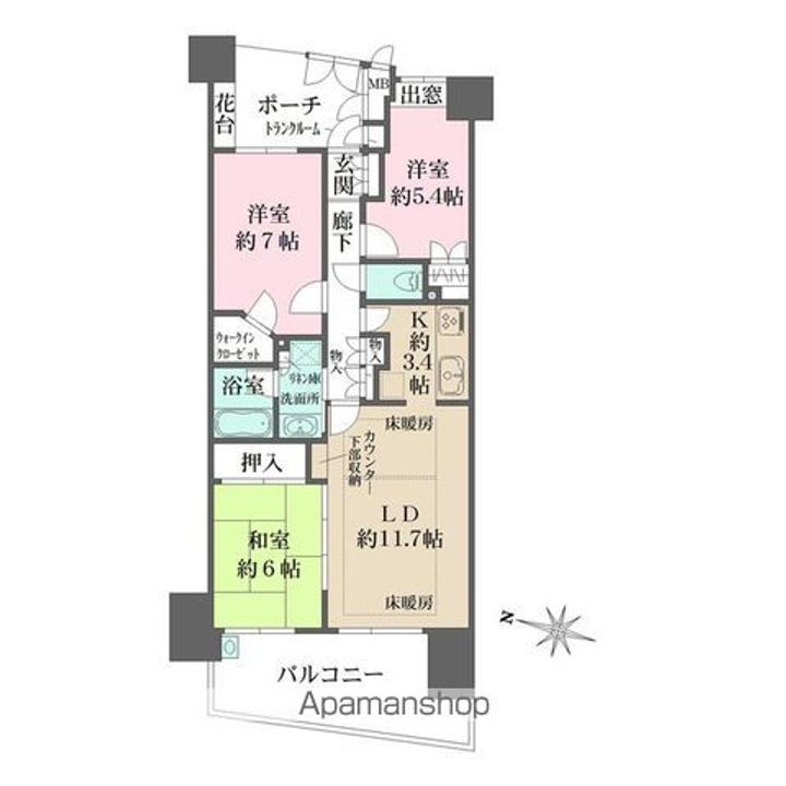 千葉県我孫子市我孫子2丁目の賃貸マンションの間取り