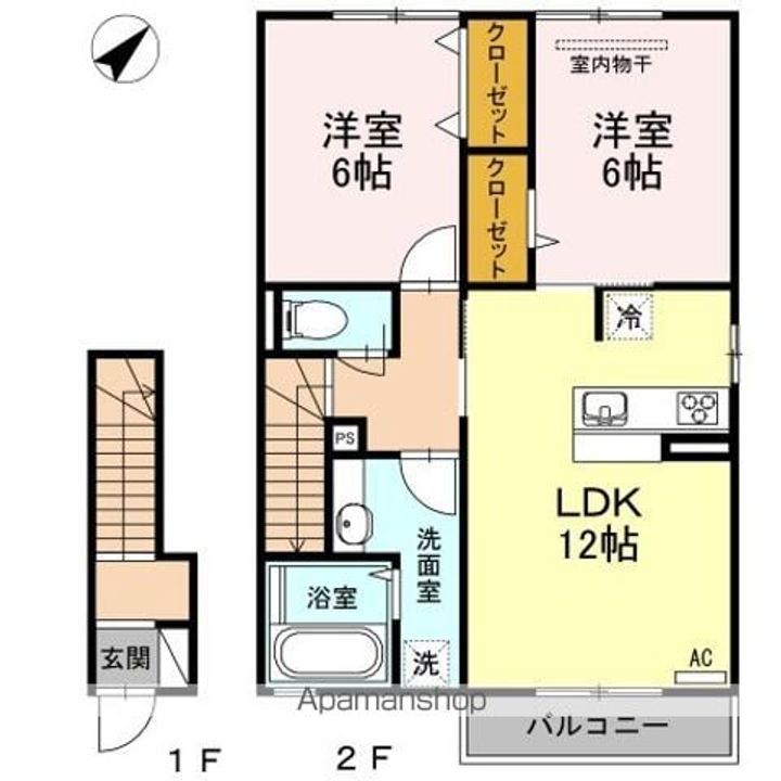 広島県福山市川口町5丁目の賃貸アパートの間取り