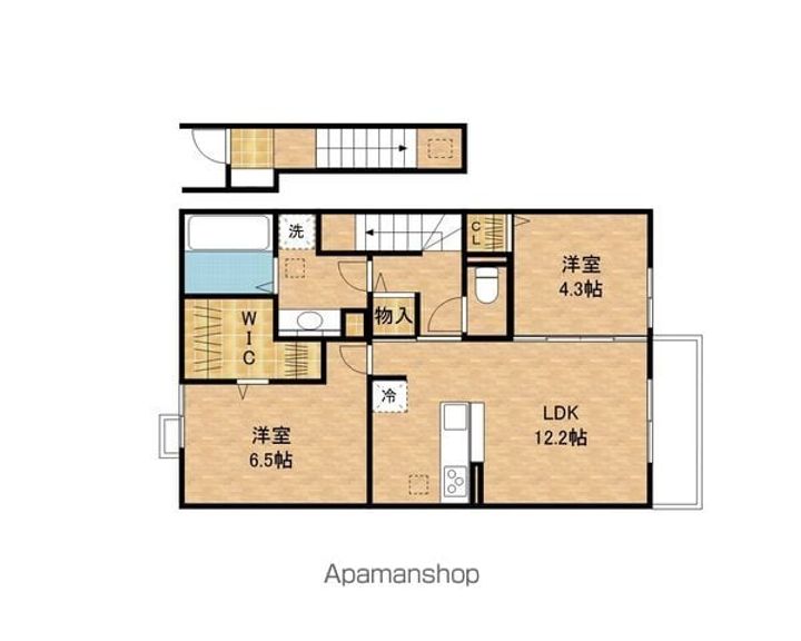 滋賀県大津市南志賀3丁目の賃貸アパートの間取り