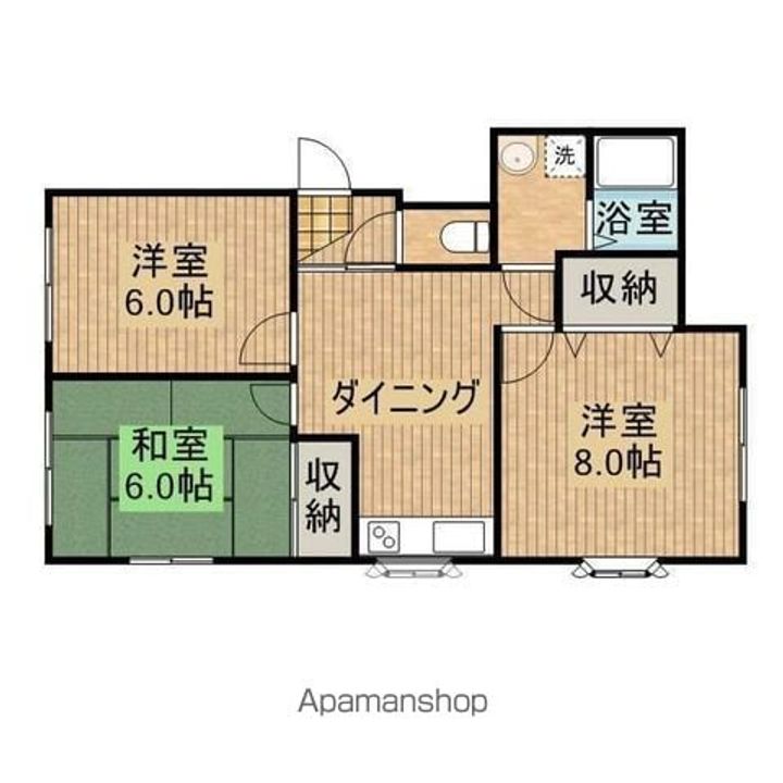 東京都八王子市館町の賃貸アパートの間取り