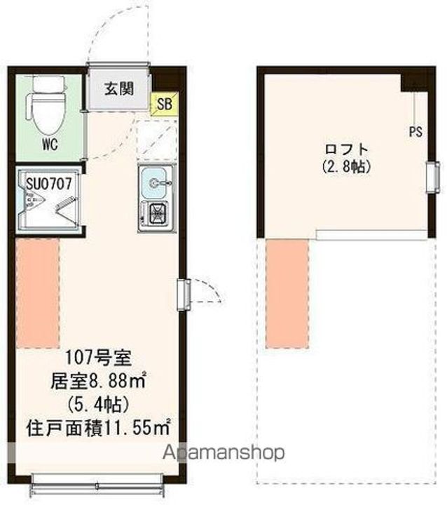東京都杉並区下高井戸2丁目の賃貸アパートの間取り