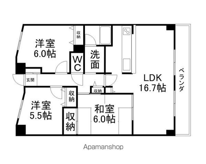 滋賀県大津市晴嵐1丁目の賃貸マンションの間取り