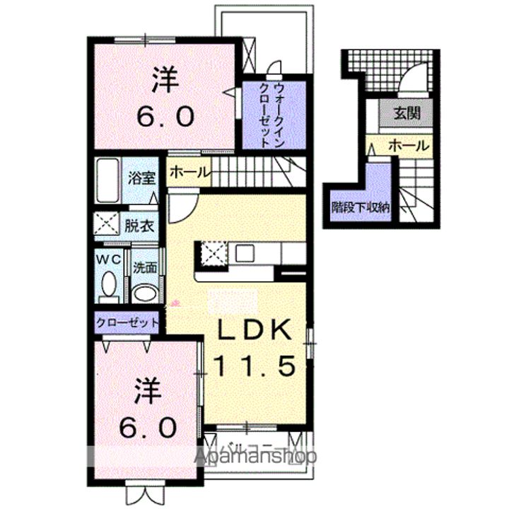 アンソレイエ・メゾンAの間取り