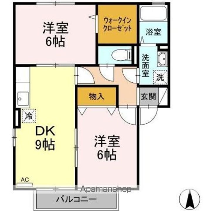 サンメゾン河村 Ⅱ棟Ⅱ201の間取り