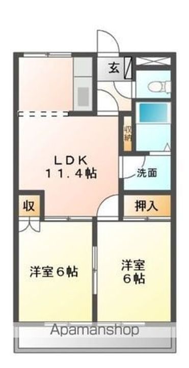 滋賀県湖南市菩提寺西1丁目の賃貸アパートの間取り