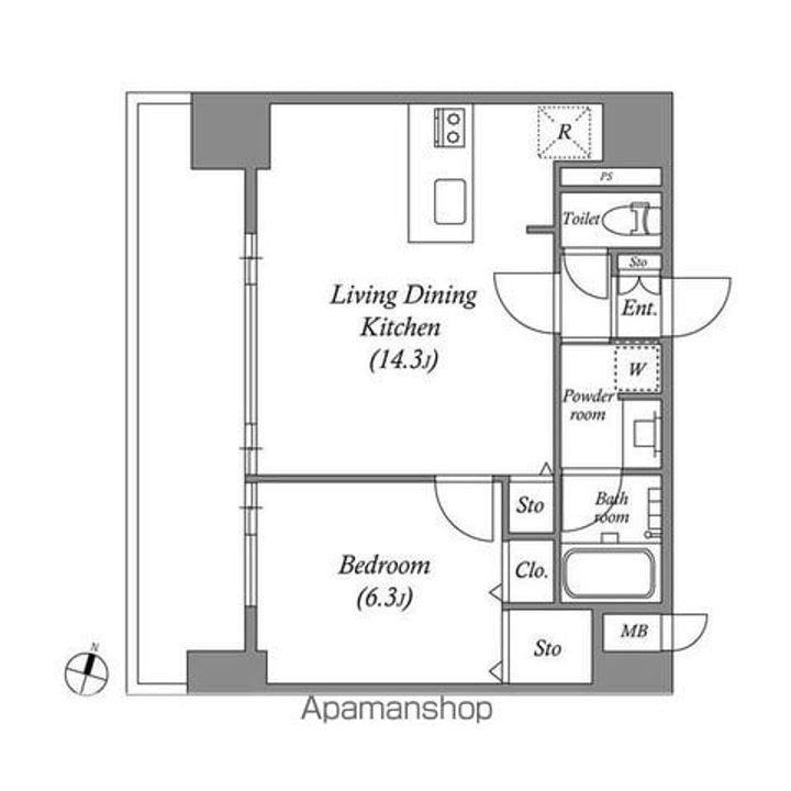 愛知県名古屋市中区新栄1丁目の賃貸マンションの間取り