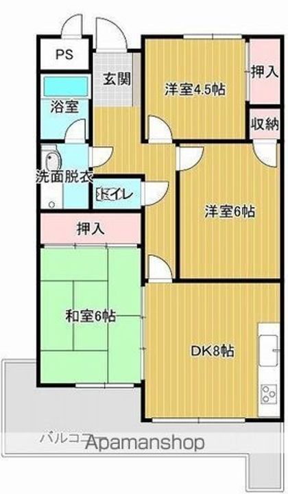 香川県高松市香西本町の賃貸マンションの間取り