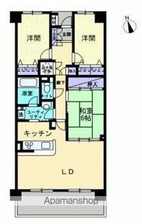 香川県高松市東山崎町の賃貸マンションの間取り