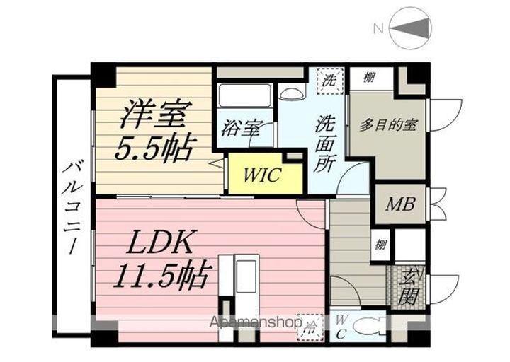 岡山県岡山市北区田町2丁目の賃貸マンションの間取り