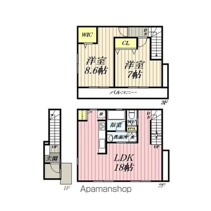 埼玉県三郷市幸房の賃貸アパートの間取り