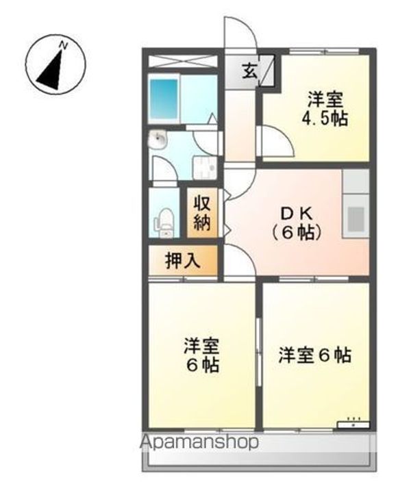 滋賀県東近江市五個荘塚本町の賃貸アパートの間取り