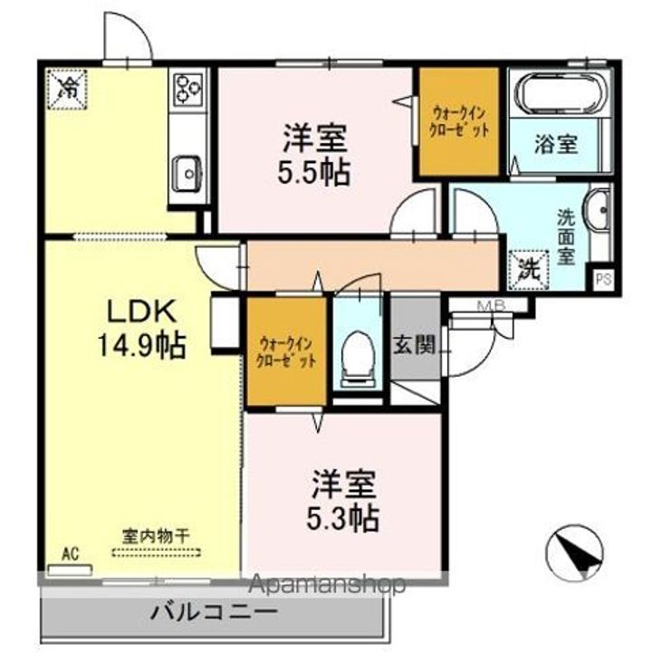 サニーヒルズ 泉大津 A棟の間取り