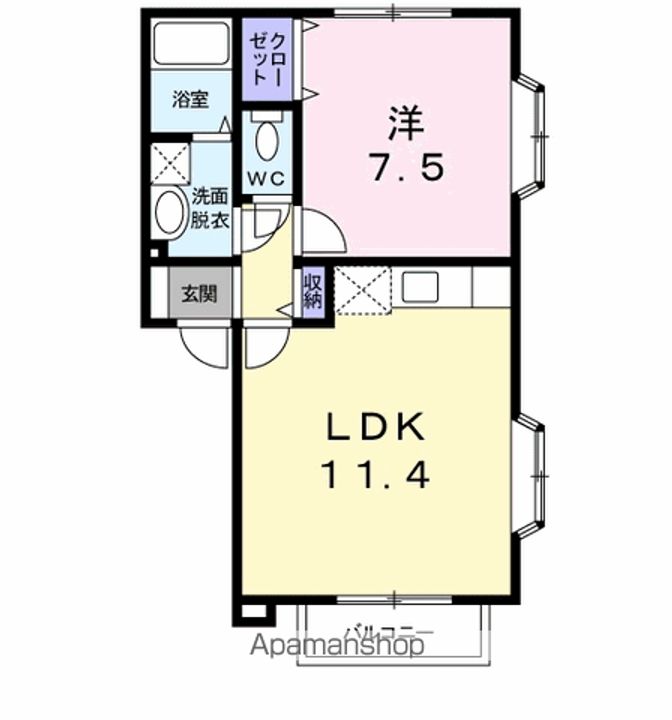 福岡県福岡市南区柳瀬2丁目の賃貸アパートの間取り