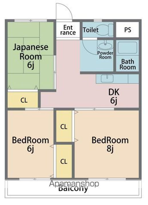徳島県徳島市南佐古八番町の賃貸マンションの間取り