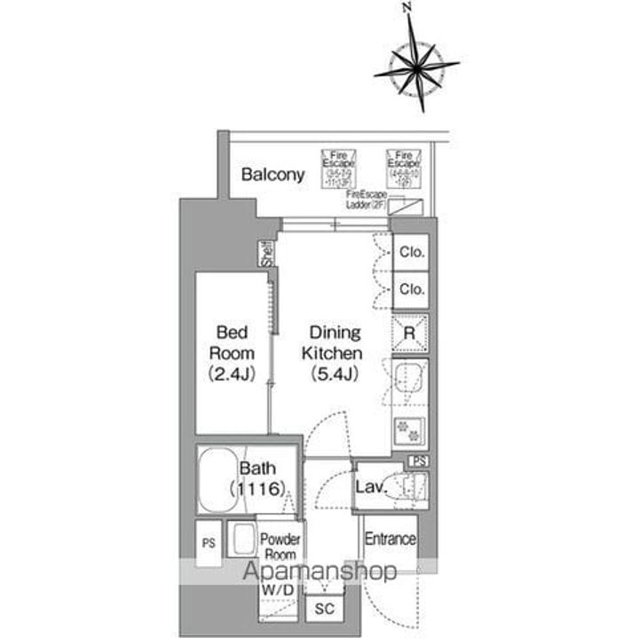 東京都新宿区北新宿4丁目の賃貸マンションの間取り