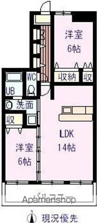 広島県福山市松浜町1丁目の賃貸マンションの間取り