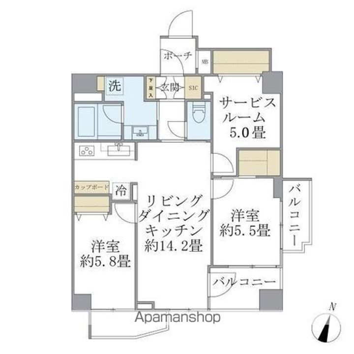 東京都杉並区堀ノ内2丁目の賃貸マンションの間取り