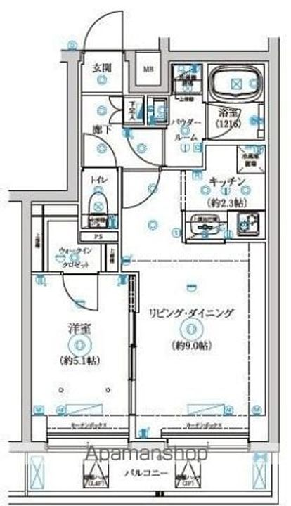 東京都中野区弥生町5丁目の賃貸マンションの間取り